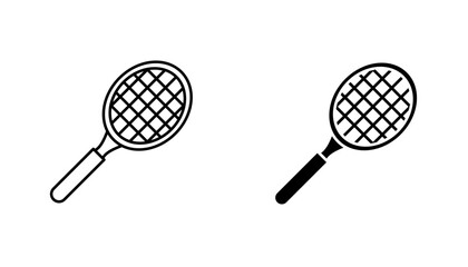 Racket icon in editable stroke and flat vector illustrations