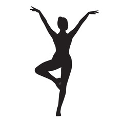Vector silhouette set of gymnast on white background 