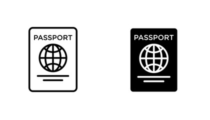 Passport icon in editable stroke and flat vector illustrations