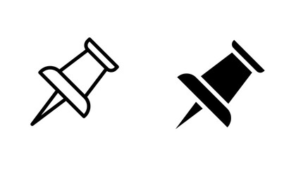 Push pin icon in editable stroke and flat vector illustrations
