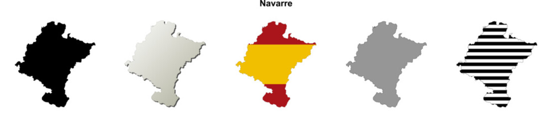 Obraz premium Navarre blank (Spain) outline map set