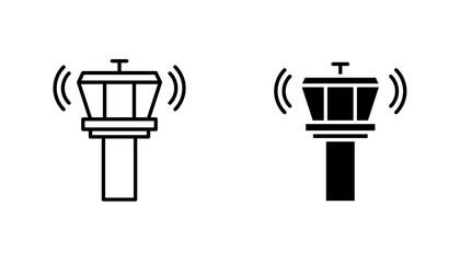 Control Tower icon in editable stroke and flat vector illustrations