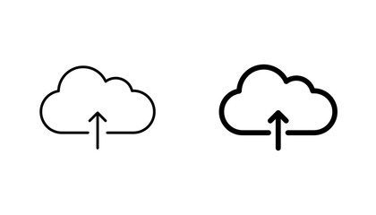 Upload to Cloud icon in editable stroke and flat vector illustrations