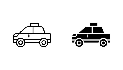 Taxi icon in editable stroke and flat vector illustrations