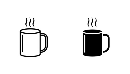 Mug icon in editable stroke and flat vector illustrations