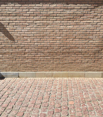 Old white brick wall and floor
