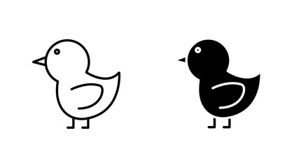 Chick icon in editable stroke and flat vector illustrations