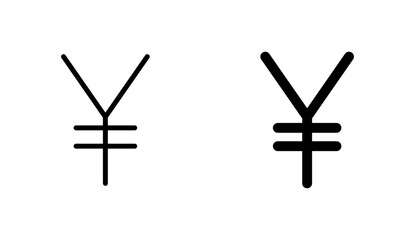 Yen icon in editable stroke and flat vector illustrations