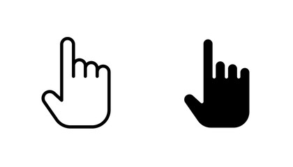 Hand pointer icon in editable stroke and flat vector illustrations