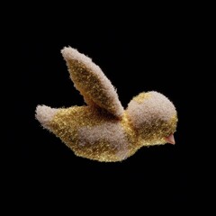 Fototapeta premium 3D baby phoenix in gold feathers, glowing wings, beautiful pose