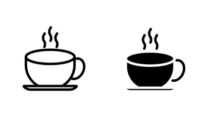 Coffee icon in editable stroke and flat vector illustrations