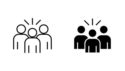 Community icon in editable stroke and flat vector illustrations