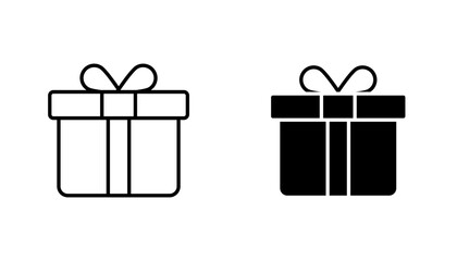 Gift icon in editable stroke and flat vector illustrations