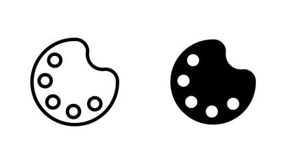 Palette icon in editable stroke and flat vector illustrations