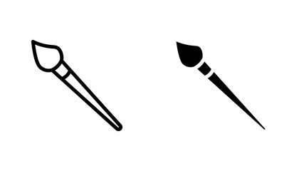 Brush icon in editable stroke and flat vector illustrations