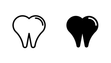 Tooth icon in editable stroke and flat vector illustrations