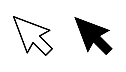 Cursor icon in editable stroke and flat vector illustrations
