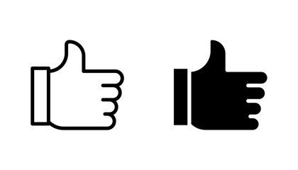 Thumb icon in editable stroke and flat vector illustrations