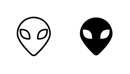 Alien icon in editable stroke and flat vector illustrations