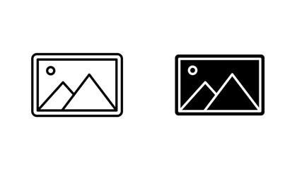 Picture icon in editable stroke and flat vector illustrations