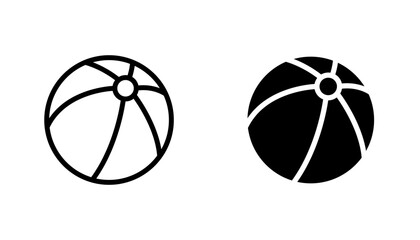 Beach ball icon in editable stroke and flat vector illustrations