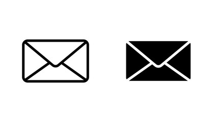 Envelope icon in editable stroke and flat vector illustrations