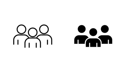Group icon in editable stroke and flat vector illustrations