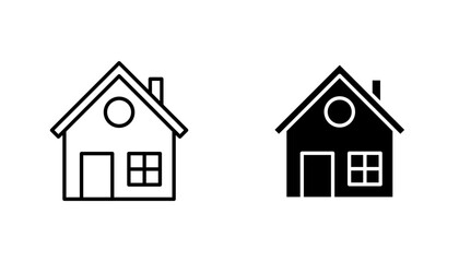 House icon in editable stroke and flat vector illustrations