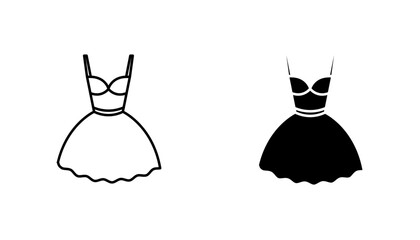 Dress icon in editable stroke and flat vector illustrations