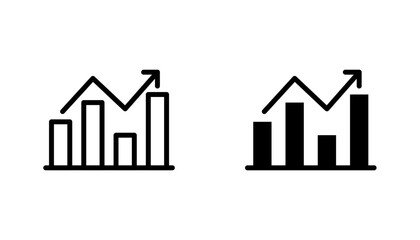 Chart icon in editable stroke and flat vector illustrations