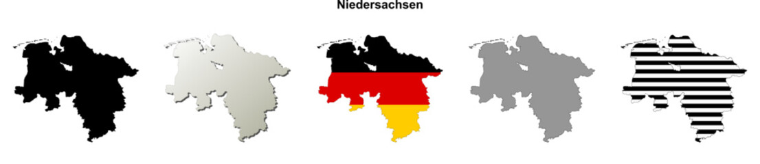 Niedersachsen state (Germany) outline map set