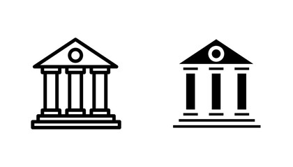 Museum icon in editable stroke and flat vector illustrations