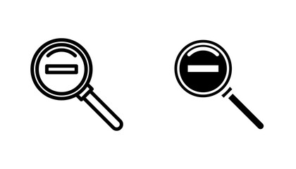 Zoom out icon in editable stroke and flat vector illustrations