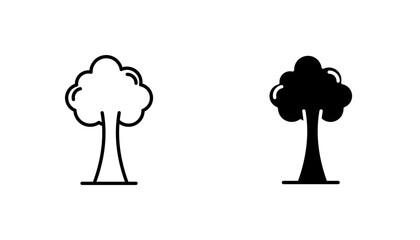 Tree icon in editable stroke and flat vector illustrations