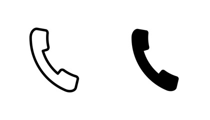Telephone icon in editable stroke and flat vector illustrations