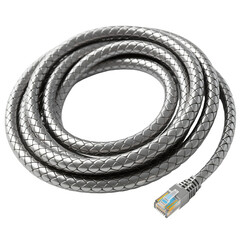 3D ethernet cable coiled like a snake with metallic scales 