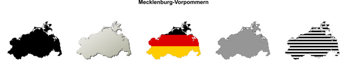Obraz premium Mecklenburg-Vorpommern state (Germany) outline map set