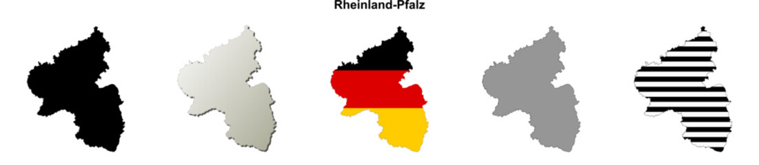 Rheinland-Pfalz state (Germany) outline map set