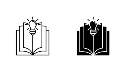 Knowledge icon in editable stroke and flat vector illustrations