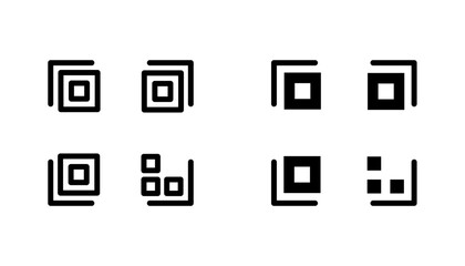 QR code icon in editable stroke and flat vector illustrations