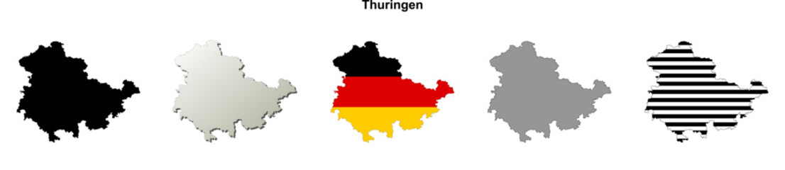 Thuringen state (Germany) outline map set