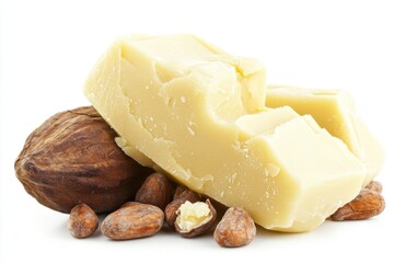 Cacao butter on white background
