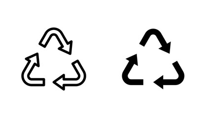 Recycle icon in editable stroke and flat vector illustrations