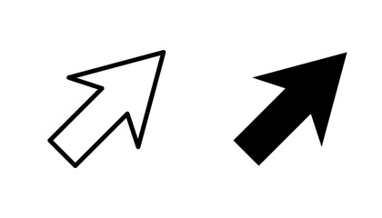Cursor arrow icon in editable stroke and flat vector illustrations