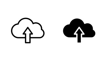 Cloud upload icon in editable stroke and flat vector illustrations