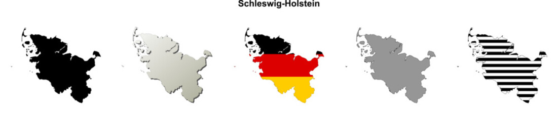 Fototapeta premium Schleswig-Holstein state (Germany) outline map set