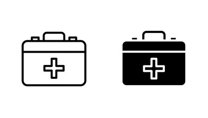 Doctor bag icon in editable stroke and flat vector illustrations
