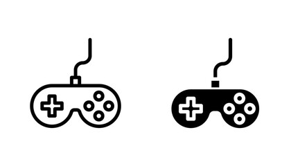 Gamepad icon in editable stroke and flat vector illustrations
