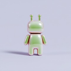 3D space alien with heart antenna, high-gloss pastel body