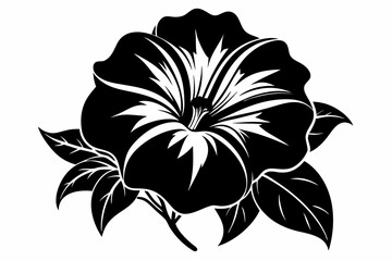 Obraz premium petunia silhouette line art vector illustration with a white background
